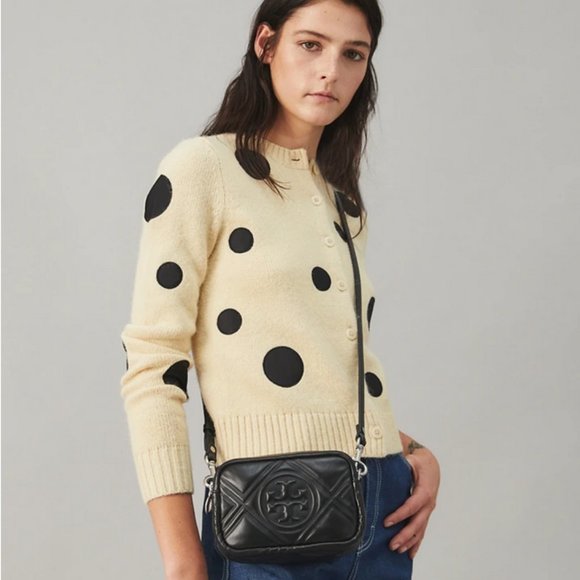 ❤️ NWT Tory Burch Perry Bombe Mini Puffy Leather Crossbody Bag BLACK Authentic - Picture 2 of 14